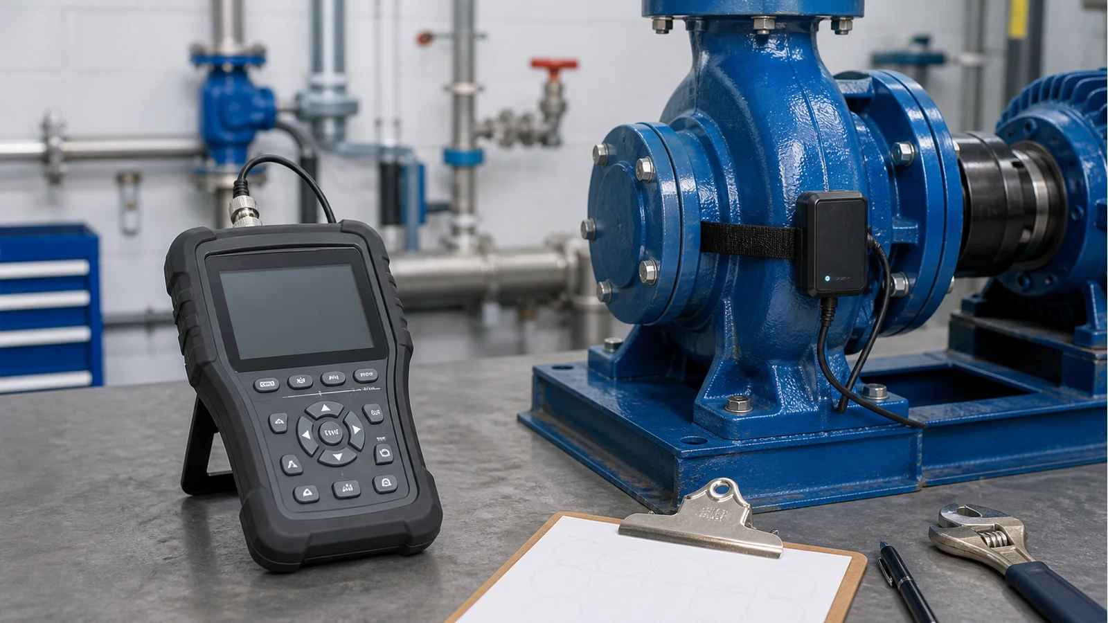 Side-by-side concept of a professional HAV meter versus a DIY Bluetooth IMU used only for operational logging